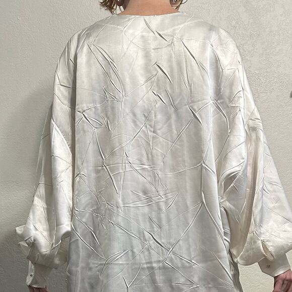Esteban Cortazar Crinkled Satin Tunic Ivory size FR 34 - Picture 8 of 13